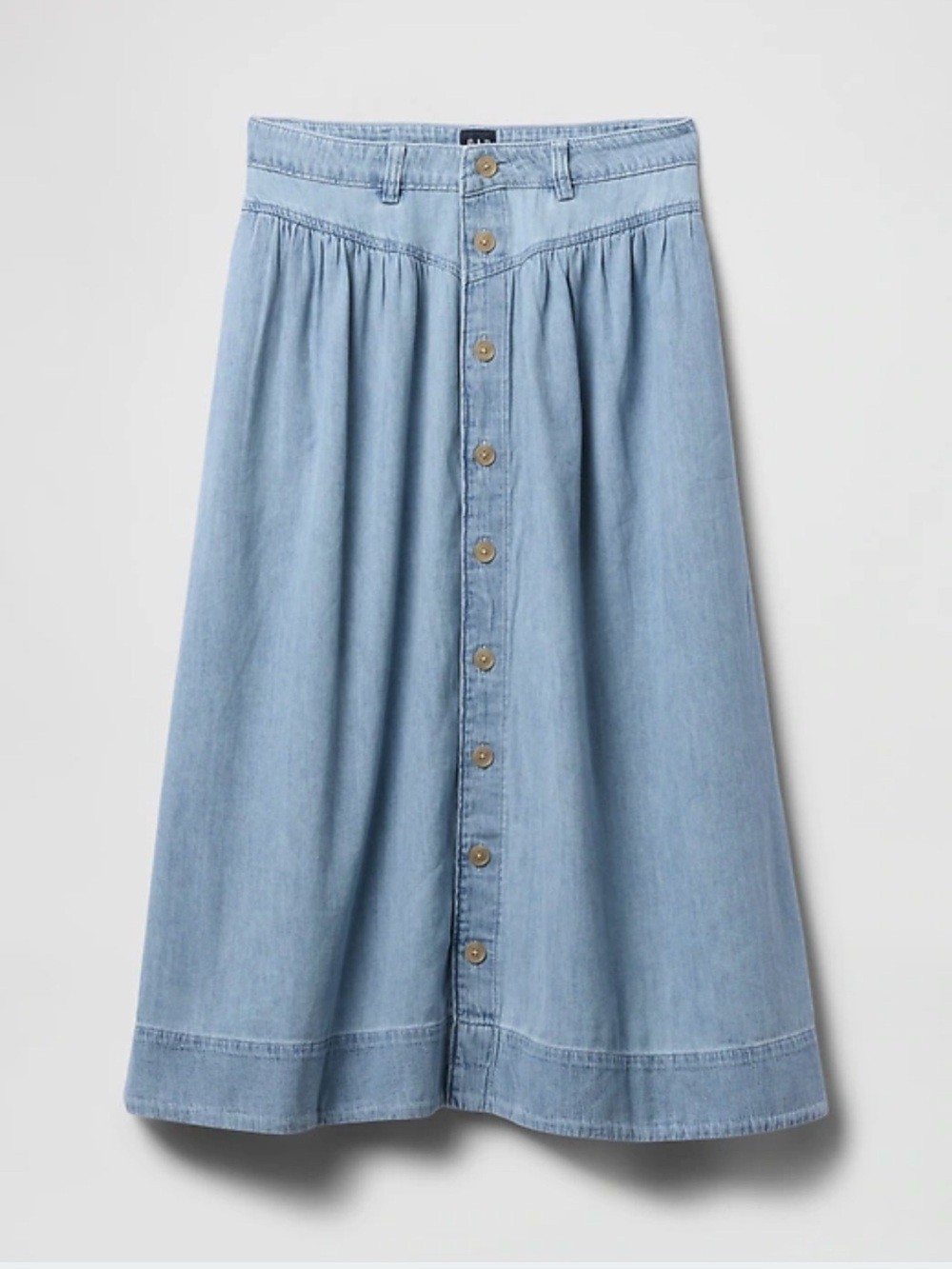 GAP Light Blue Button-Front A-Line Midi Skirt